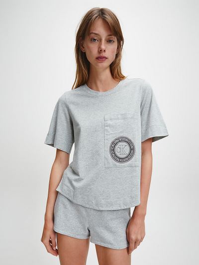 Calvin Klein Ruhák HU094455 | Calvin Klein Icon Női Lounge Póló Szürke